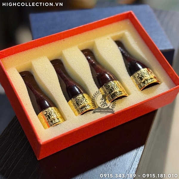 Set Cán Tẩu Cigar Gỗ Bọcc Đồng Hoa Văn Lubinski 4C